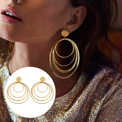 

Multilayer Round Circle Drop Earrings Women Geometric Statement Jewelry Gift