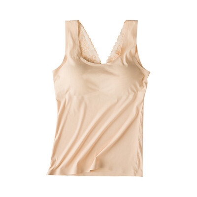 

Summer Women Sexy Sleeveless Female Pad Short O Neck Solid Lace Patchwork Slim Vest