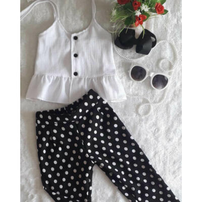 

Summer Toddler Baby Girl Clothes Sling Vest TopsDot Pants Outfit Sunsuit 1-6T