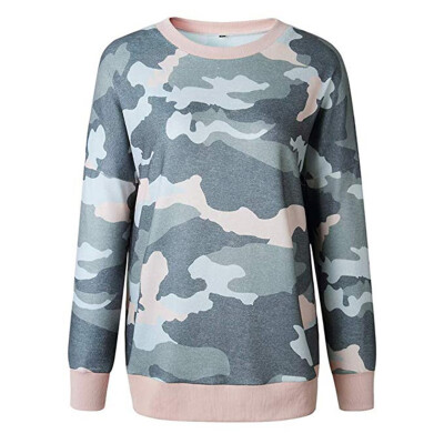 

Autumn Winter Women Sweatshirt Loose Cotton Camouflage Round Neck Long Sleeve Pullovers Fashion Tops Sudaderas Mujer