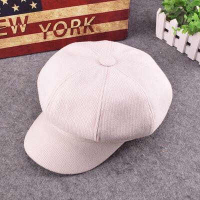 

Hat Female Autumn&Winter Chao Baitao British Beret retro wool octagonal hat Japanese fashion duck tongue hat