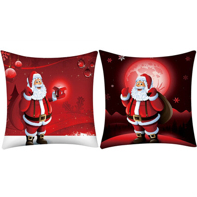 

Tailored Merry Christmas Print Pillow Case Polyester Sofa Car Cushion Cover Home Decor