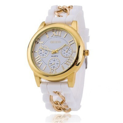 

Geneva fake three-eye watch casual silicone jelly bracelet womens watch