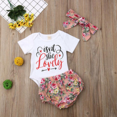 

Toddler Baby Girls Floral Tops Romper Bodysuit Pants Shorts Briefs Outfits Set