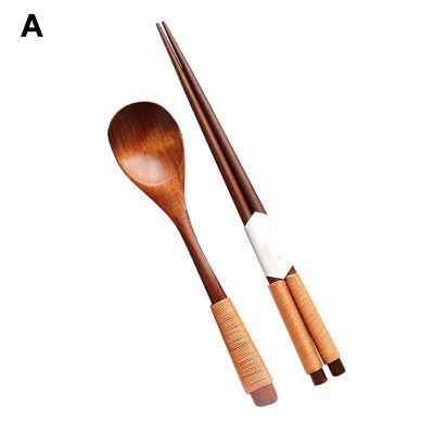 

Japanese Vintage Travel Portable Wooden Chopsticks Spoon Tableware Set Xmas Gift