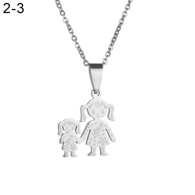 

Unique Stainless Steel Single Mother Kids Pendant Chain Necklace Jewelry Gift