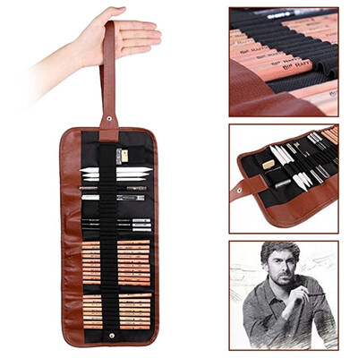 

Siaonvr Art Supplies Artist Sketching Kit Canvas Roll up Pencil Case for Beginners Child