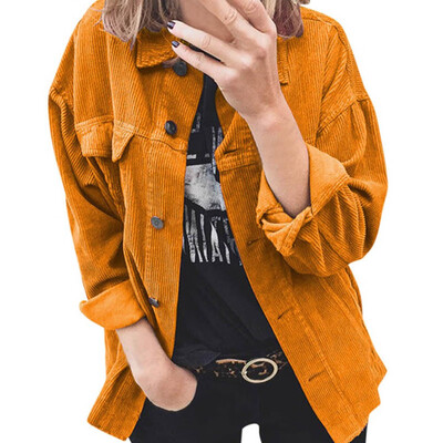 

New Women Fashion Casual Lapel Long sleeve Solid color Thicken Loose Shirt