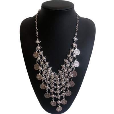 

Hot Sale New Lady Fashion Bohemian Fringed Long Paragraph Clavicle Coin Chain Necklace Gifts