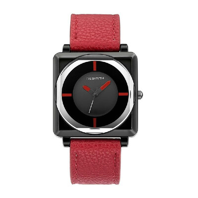 

REBIRTH Square Women Watches Contracted Leather WristWatches Quartz Clock Brown