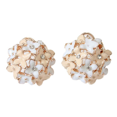 

Girls Jewelry Clover Flower Earrings Crystal Ear Studs Hypoallergenic