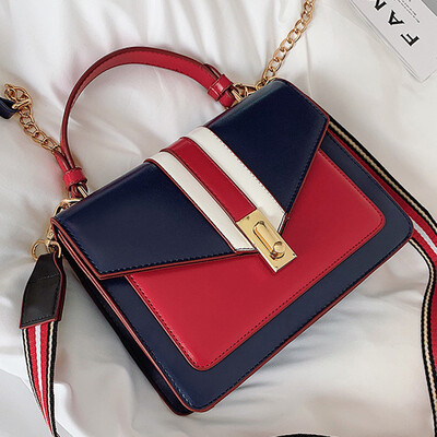 

Spring&summer 2019 new womens handbags Korean fashion Joker broadband contrast color handbag shoulder Messenger bag