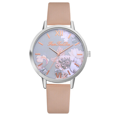 

FanTeeDa Relogio Feminino Fashion Flower Watch Women Casual Quartz Wristwatch Female Clock Montre Cuir Femme Ladies Watch 533