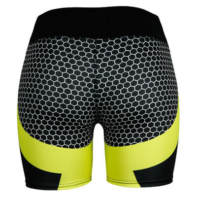 

New Women Patchwork Elastic Sporting Yo-ga Shorts Stretch High Waist Bandage Workout Fitness Dry Quick Short Pants