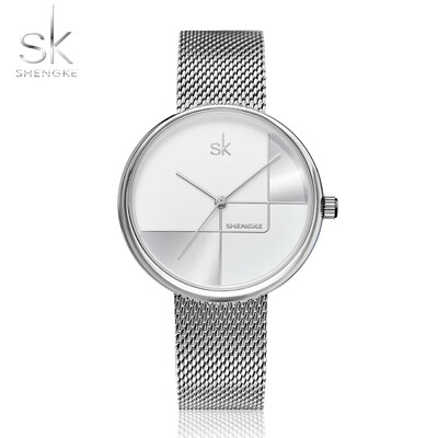 

Shengke Luxury Women Watch Stainless Steel Mesh Strap Japan Quartz Movement Waterproof Full Rose Gold Ladies Watch Dropshipping