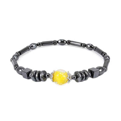 

Yellow Gemstone Geometric Ellipse Square Magnetic Black Gallstone Hematite Bead Female Anklets