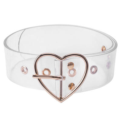 

Heart Transparent Belt Women PVC Clear Belts Metal Buckle Waist Strap Gift