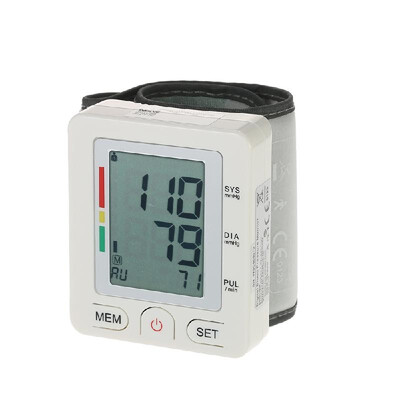 

AlphagoMed Clinical LCD Automatic Wrist Blood Pressure Monitor with Cuff Sphygmomanometer PRTwo User Modes90 Data MemoryIHB Ind