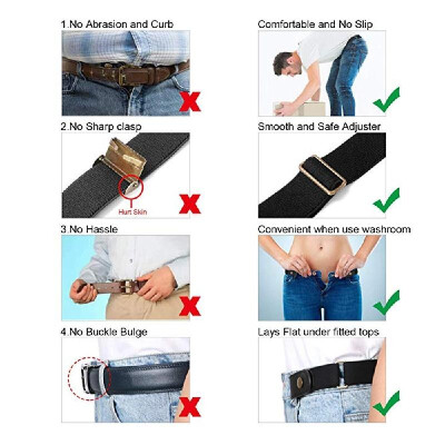 

Buckle-Free seamless elastic invisible belt jeans simple wild men&women lazy belt belt Brown
