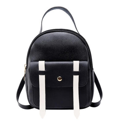 

PU Leather Girls Hit Color Backpacks Women Shoulder Travel Crossbody Bags