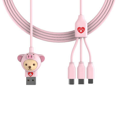 

BIZKEY 3 in 1 Cartoon USB Charging Cable Type-C8 PinMicro Charger Cord