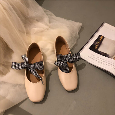 

Butterfly-knotted Single Shoe Female Summer Style Korean Version Baitie Softsole Flat-soled Mary Jean Fairy Evening Shoe Female