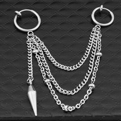

KPOP BTS Bangtan Boys Single Fringed Chain Earrings Unisex Couple Alloy Earrings Two Wearing Methods Earrings Ear Clip Hot Gift