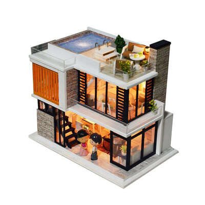 

Florence Town DIY Handmade Wooden Dollhouse Assembly Miniatura Cottage Mini House Grownup Puzzle Gift Doll