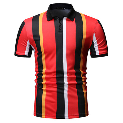 

Tailored Mens Striped Splicing Pattern Casual Fashion Lapel Short Sleeve Shirt