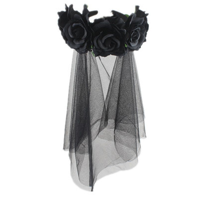 

〖Follure〗New Simulation Rose Black Lace Head Buckle Party Halloween Horror Headband