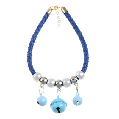 

Cartoon Pet Dog Cat Collar Adjustable PU Rope Necktie Necklace with Bells