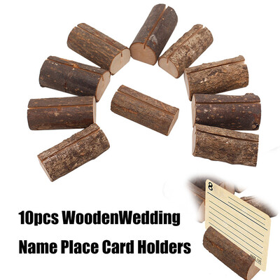 

〖Follure〗10Pcs Wedding Decoration Wooden Name Place Card Holders Table Menu Holder