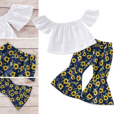 

Sunflower Girls Toddler Top T-shirt Flared Pants Leggings Clothes Outfit Set