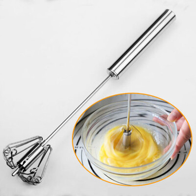 

10 inch Manual Self Turning Stainless Steel Miracle Push Whisk Mixer Egg Beater