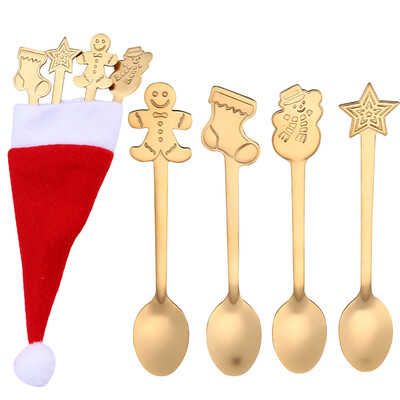 

Tailored 4PCS Christmas Colorful Spoon Handle Spoons Flatware Ice Cream Drinking Tools BK