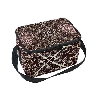 

ALAZA Insulated Lunch Box Retro Pattern2 Lunch Bag for Men Women Portable Tote Bag Cooler Bag