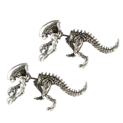 

3 Colors Alien Earrings Dinosaur Earring Black Enamel Stud Earrings For Women Animal Piercing Ear Jewelry Can free shipping