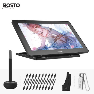 

BOSTO 16HD 156 Inch IPS Graphics Drawing Tablet Display Monitor 1920 1080 High Resolution 8192 Pressure Level with Rechargeable
