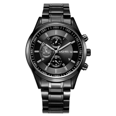 

Gobestart Men Three Eyes Dial Watch Stainless Steel Belt Luminous Waterproof Quartz Watch