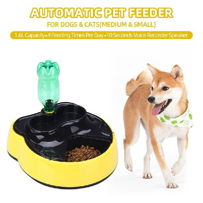 

Automatic Pet Feeder Food Water Dispenser with Voice Record Remind Timer Programmable Portion Control for Small Medium Dogs Cats