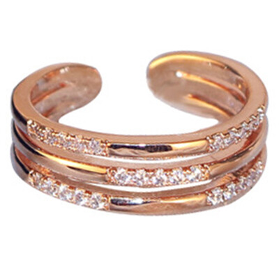 

Romantic Wedding Jewelry Simple Open Rings Rose Gold Color Austrian Crystal Women Engagement Ring Jewelry Gift
