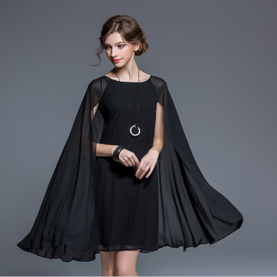 

inHIM Female cloak shawl-style bat sleeve dress Fashion professional 17393