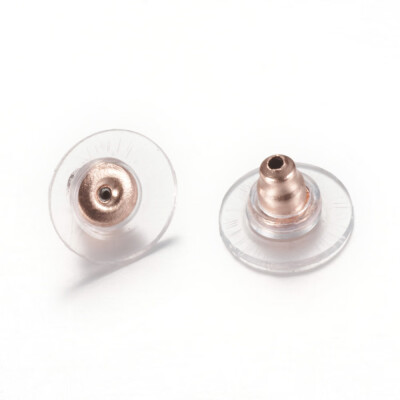 

304 Stainless Steel Ear Nut Findings Rose Gold 12x12x6mm Hole 1mm