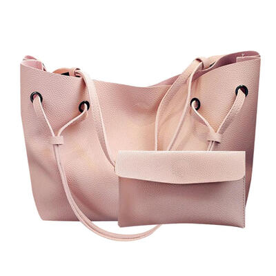 

2pcsset Litchi Pattern Shoulder Handbags Solid Color Women Totes Clutch