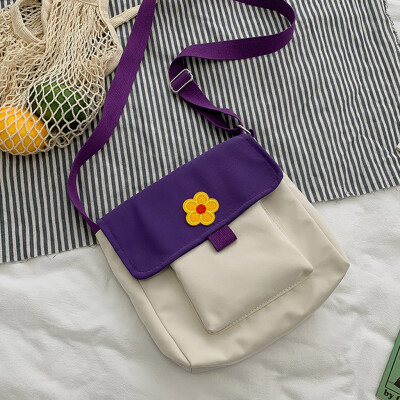 

Tailored Fashion Lady Wild Canvas Cute Flower Contrast Color Shoulder Bag Messenger Bag