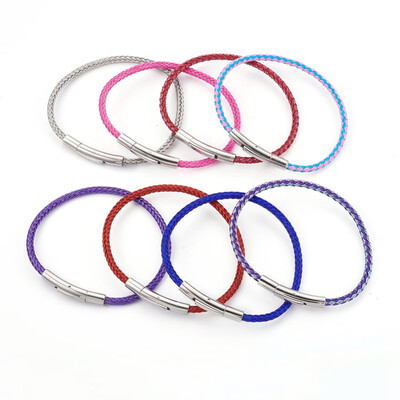 

Braided Steel Wire Bracelet Making with Stainless Steel Finding Stainless Steel Color Mixed Color 7-18"18cm 3mm