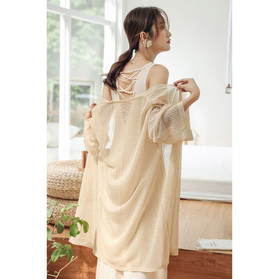 

Summer New Coat Medium Long Air Conditioning Shirt Ice Silk Sweater Sunscreen Cardigan Women Thin Section Ponchos