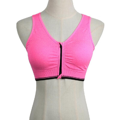 

New Fashion Women Sports Bra Push Up Zipper Wireless Padding Fitness Stretch Breathable Yoga Gym Underwear Vest
