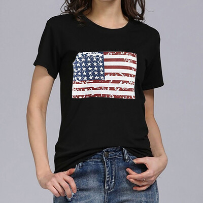 

Starmoon Women Plus Size National Flag Independence Day Print Short Sleeve T-Shirt Tops