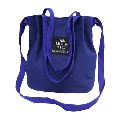 

Women Solid Color Letter Print Large Capacity Tote Crossbody Shoulder Canvas Bag
